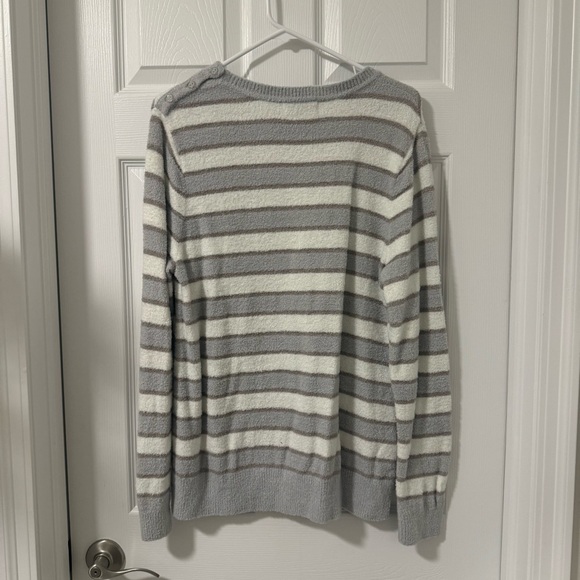 $118 Barefoot Dreams Cozychic Lite Striped Crewneck Sweater - Picture 3 of 3